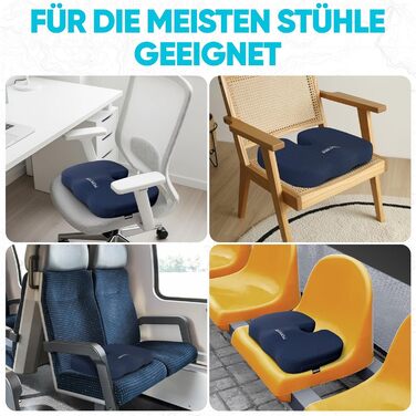 Крісло-подушка FORTEM: м'яке сидіння з memory foam для офісного, ігрового та автомобільного крісла. Знімна наволочка, великий розмір (блакитна сітка)