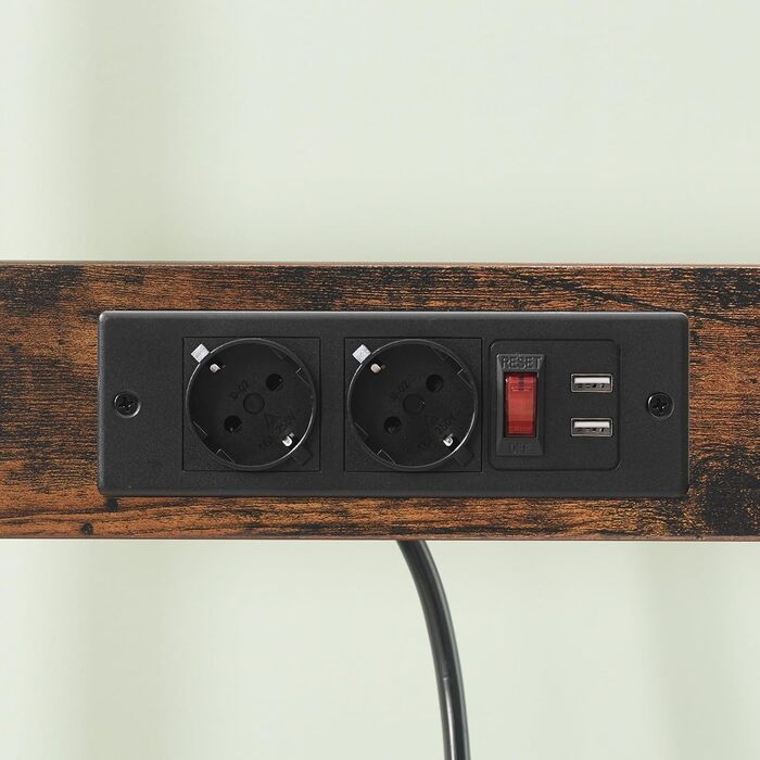 Стелаж кухонний з розетками, стелаж для пекаря, підлоговий стелаж, 34 x 48 x 139 см, стелаж для випічки з шухлядами, стелаж для мікрохвильової печі, 4 S-гачки, для кухні, вітальні, їдальні, коричневий та чорний ABRHR48UE01