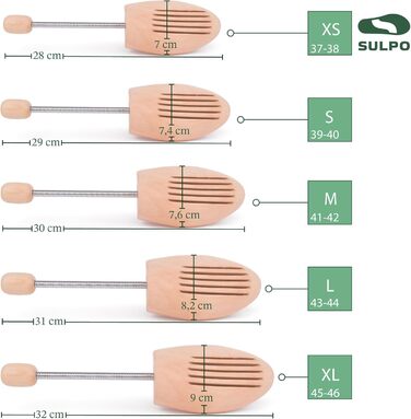 SULPO Shoe Stretcher Wood - Wood Shoe Stretcher Shoes Widening - Crease Protection for Shoes - Shoe Widener - Various Sizes - Shoe Stretcher for Women and Men