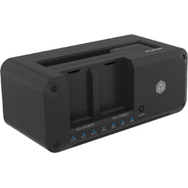 ICY BOX Док-станція для HDD/SSD USB 3.2 Gen 2 (10 Gbit/s) - Клонування жорстких дисків, підтримка 2.5' та 3.5' SATA, M.2 NVMe