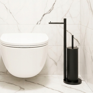 Тримач для туалетного паперу з підставкою для йоржика, чорний лофт, YOKA