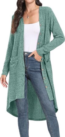 Жакети GRECEREE для жінок: кардиган з V-подібним вирізом, літній, з ґудзиками (XL, блакитний/зелений)