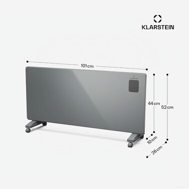 Конвекторний обігрівач Klarstein Bansin Smart 2500W з керуванням через додаток, X-подібний нагрівальний елемент, захист від перегріву, IP24, сірий