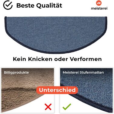 Сходинкові килимки Casa Pura London, 15 шт., 11 кольорів, міцне кріплення, стабільна кутова рейка, світло-блакитний (напівкруглий)