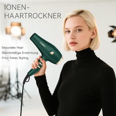 Професійний іонізатор для волосся Föhn: Швидкий фен з іонізацією, 3 режими нагріву, 2 швидкості, насадка-дифузор, 2400W, для дому та салону