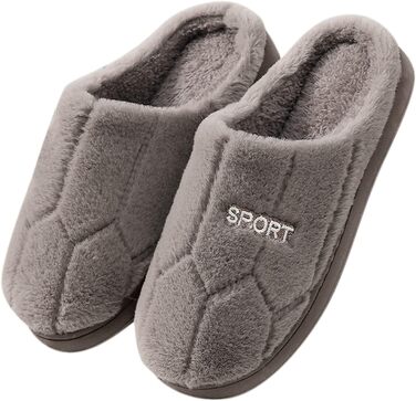 Тапочки жіночі зимові з плюшу, чоловічі теплих шерсті, зручні домашні тапочки, унісекс, колір коричневий, розмір 45 EU (#11)