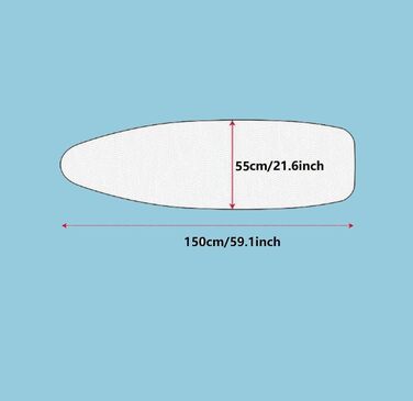 Чохол для прасувальної дошки 150x55 см, 100% бавовна, потовщений, універсальний, з тканиною та 4 затискачами, XXL