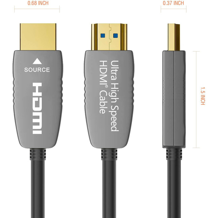 HDMI 2.1 оптоволоконний кабель 48 Гбіт/с, 8K@60Hz, 4K@120Hz, Dynamic HDR, eARC, Dolby, HDCP 2.2/2.3, сумісний з PS5, Xbox Series X, RTX 4090, TV, Beamer, AVR, Зелений (Чорний сертифікат, 33FT)