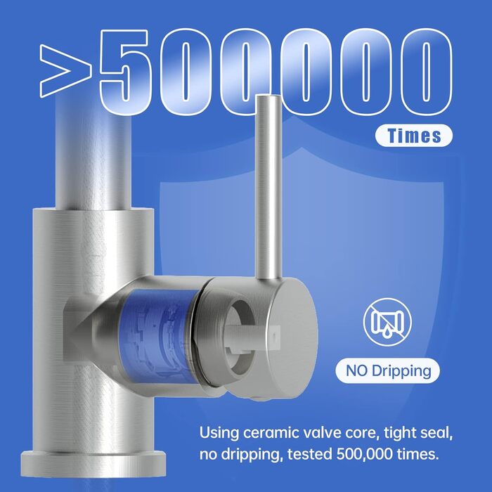 Кухонний змішувач Appaso з висувною лійкою, високотискний, 2 режими, 360° обертання, нержавіюча сталь, без свинцю та нікелю