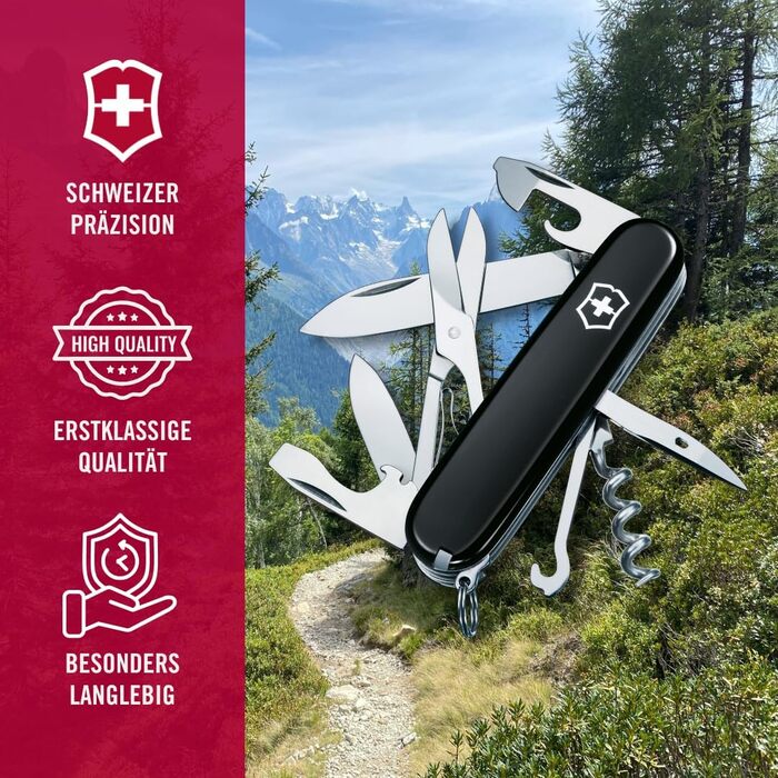 Мультитул Victorinox Climber, Швейцарський ніж, 14 функцій, чорний
