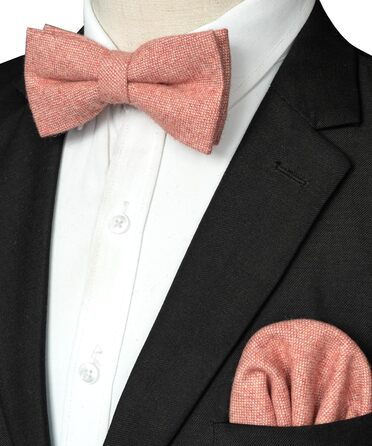 Метелик чоловіча JEMYGINS вовняна однотонна з повсті, комплект з нагрудною хусткою, рожева - осінь/зима