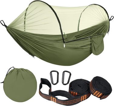 Легка туристична гамак з москітною сіткою, 300 кг | Гамак для кемпінгу, подорожей, рюкзаків, туризму, саду (270x140 см)