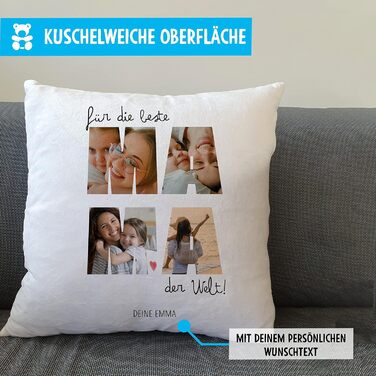 Іменна фотоподушка для мами OWLBOOK – подарунок на день народження та Різдво, з наповнювачем