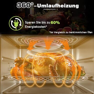LLIVEKIT Air Fryer Hot Air Oven 12L, 1800W Mini Oven with 6 Accessories & Recipe Book, 12-in-1 Air Fryer with Digital LED Display, Fruit Dehydrator, Barbecue, Oil-Free Air Fryer 12L Black
