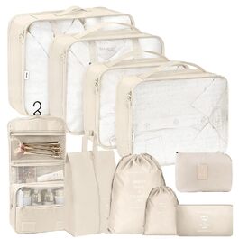 Органайзер для валізи 10 шт. Набір Packing Cubes для одягу, Travel Organizer, Набір кубиків-органайзерів для валізи, рюкзака, ручної поклажі (бежевий)