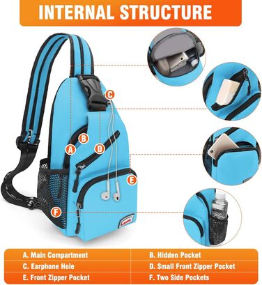 Сумка-слінг через плече для жінок та чоловіків з оксфордської тканини. Шкіряна сумка-кросбоді, спортивна сумка, повсякденний рюкзак для активного відпочинку, подорожей та шопінгу (Блакитна)