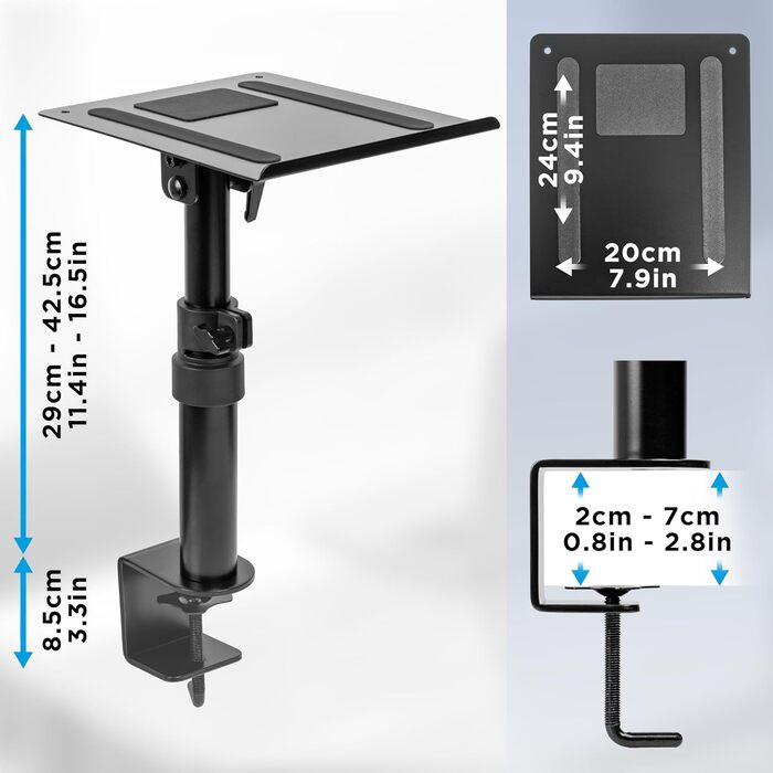 Duronic SPS15 підставка для колонок, універсальна настільна стійка, регульована по висоті, обертається, нахиляється, для сателітних колонок, домашнього кінотеатру, студії, HiFi моніторів