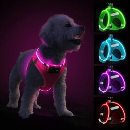 Світловідбиваючий нашийник для собак PcEoTllar з LED підсвічуванням, рожевий (3 режими)