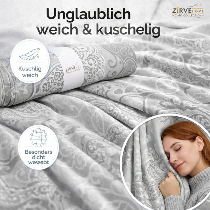 Комплект постільної білизни 200x200 см, 3-частини, 100% бавовна, Renforcé, з блискавкою, ArinaV1 (Сірий)