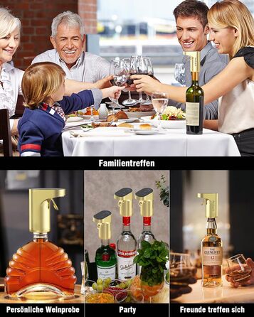 Electric Wine Decanter, Aerator, Dispenser, Pourer, Whisky Liqueur Pump, Funny, Unique, Birthday Gift, Men, Women, Mom, Dad, Boss, Brother, Husband (Gold)