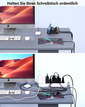 Багатопортова USB зарядка POANES 25W, 4 порти для iPhone, Samsung, LG, Huawei та інших (чорний)