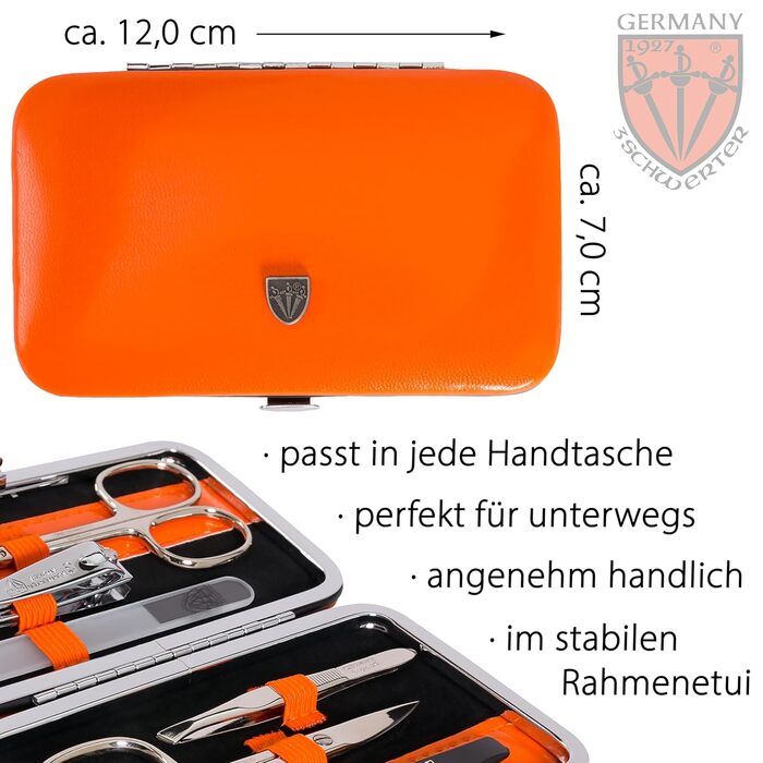 Набір для манікюру DREI SCHWERTER 'Genova' 6 предметів | Німецька якість | Чорне еко-шкіряне етикетування | У комплекті: ножиці для нігтів, ножиці для кутикули, кусачки, стеклянна пилка, пінцет, сапфірова пилка