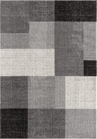 Килим Pearl Moderner Dichter Kurzflor для вітальні та спальні, короткий ворс, геометричний дизайн, картатий, сірий, 80 x 140 см