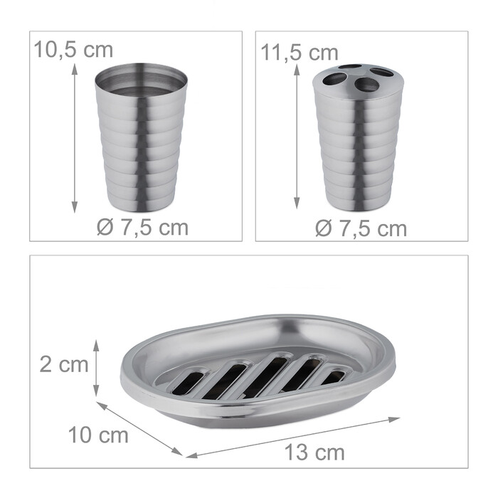 Relaxdays 5-piece Bathroom Set Stainless Steel