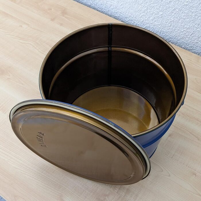 Steel bucket with lid, metal container, sheet metal bucket | 2 side handles | Suitable for cyclone dust extraction | Stable when filled, stackable (20 liters)