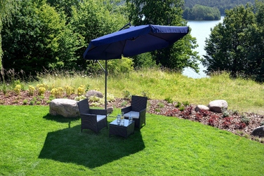 Садова парасолька з боковим стійкою Funfit Garden, синя, 350 x 250 см