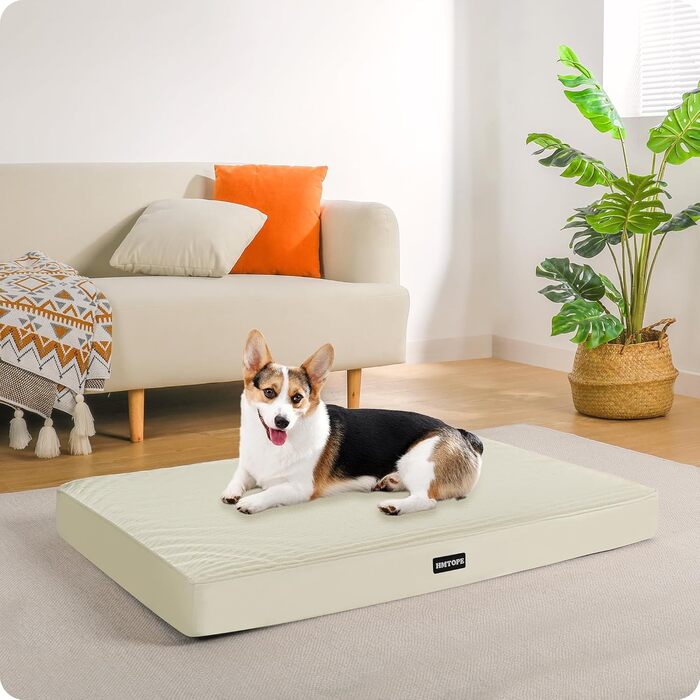 Ортопедичний лежак для собак, 112 см, оливковий колір. Знімний, водонепроникний, з антиковзким покриттям. Підходить для середніх та великих собак. Розміри: 91x56x9 см