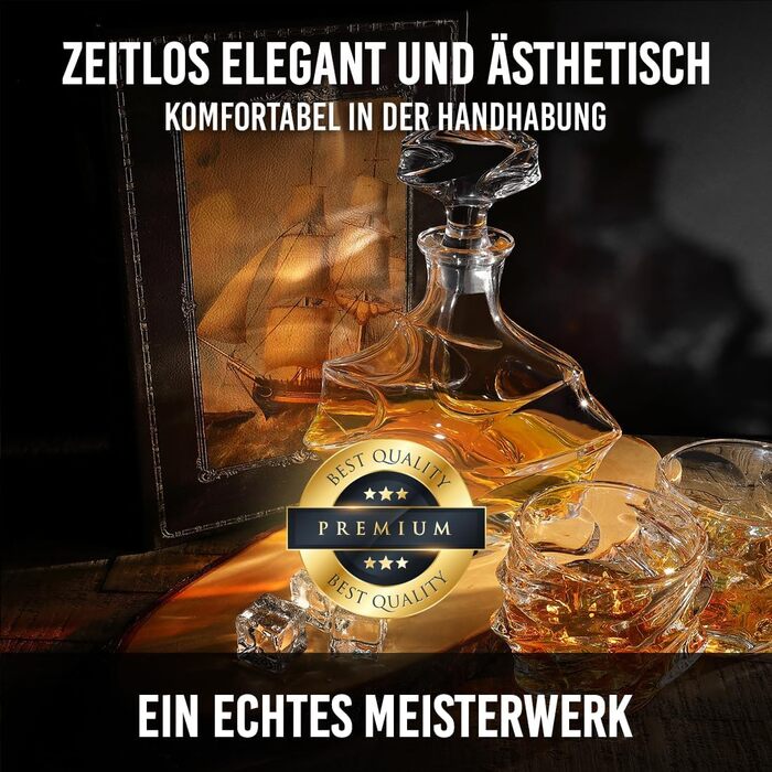 Набір віскі 5 предметів: графин 750 мл та 4 келихи 330 мл. Ідеальний подарунок на день народження та День батька. Безпечний, без свинцю, BPA-Free.
