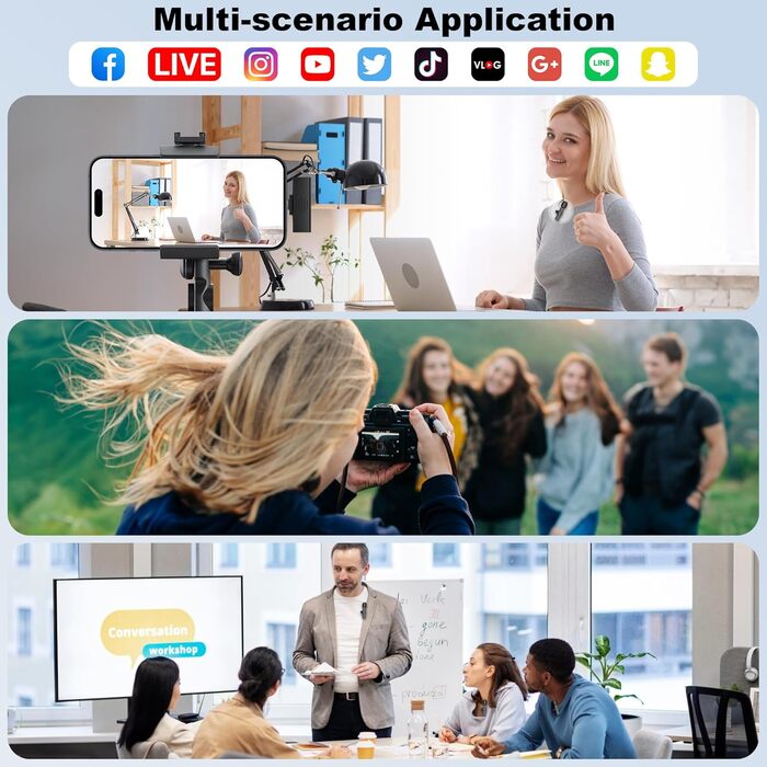 Мікрофон-петличка CKOKC бездротовий для iPhone, Android, комп'ютера. Підходить для live-streaming, відеозйомки, інтерв'ю, YouTube, TikTok, Vlog. Модель K80