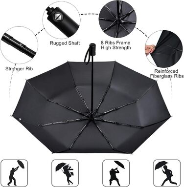 Візон Парасолька чоловіча/жіноча, автоматична, стійка до вітру, 210T тефлонове покриття, легка, міцна, колір слонова кістка