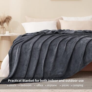 Айсбо Плед з флісу 150x200 см XL - Теплий плед на софу, м'який плед для вітальні, дивана, зимовий плед (220 x 240 см, антрацит)