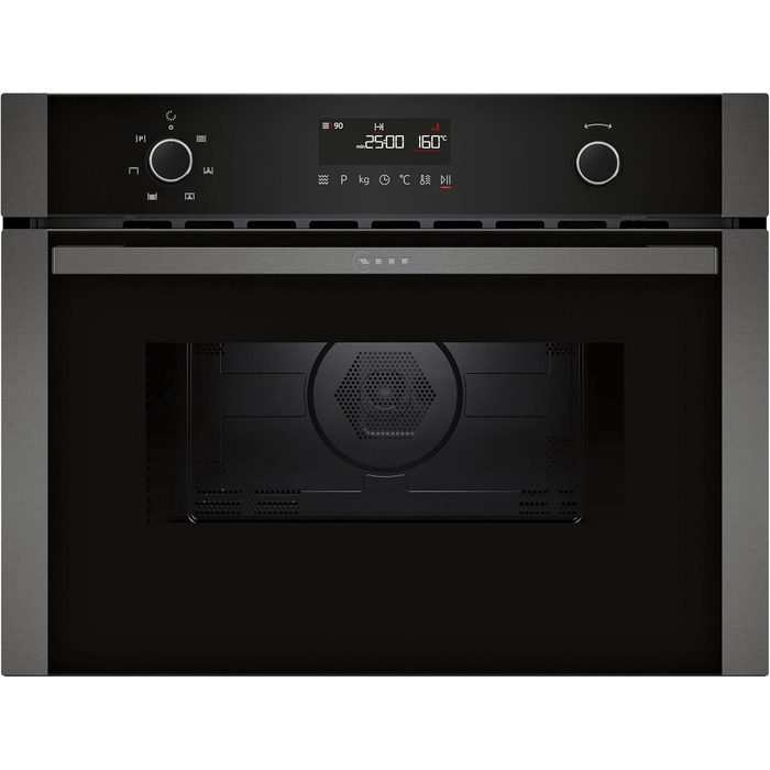 Вбудована мікрохвильова піч NEFF HLAWG25S3, 50x38 см, з конвекцією, LED-дисплей, автоматичні програми, Easy Clean, чорний колір