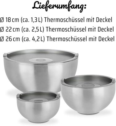 GSW 824019 Thermoset with Plastic Lid, 6-Piece, Stainless Steel, Silver, 26 cm, 6 Units