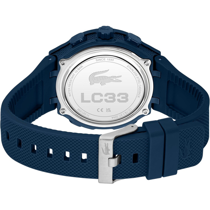 Годинник Lacoste LC33 чоловічий/жіночий з кварцовим механізмом, силіконовий ремінець, аналогово-цифровий дисплей, блакитний колір