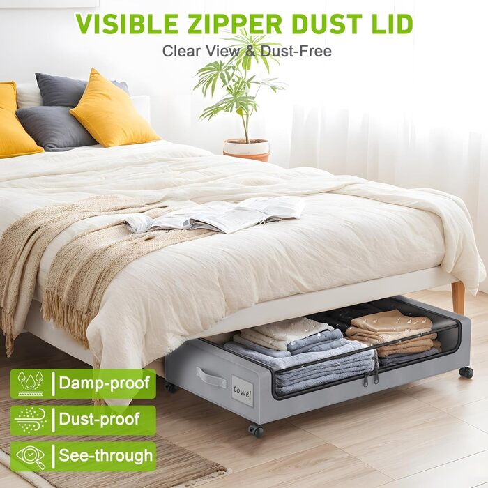 Коробки для зберігання під ліжко 2 шт. 50л з роликами, чорні - органайзер для одягу, взуття, ковдр, постільної білизни