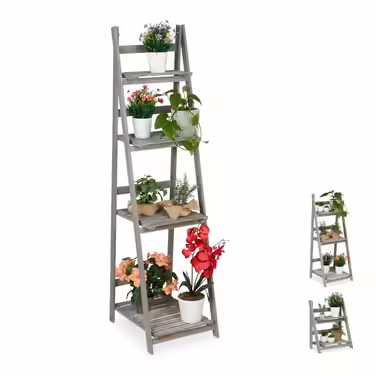 Relaxdays Wooden Flower Step (Grey)