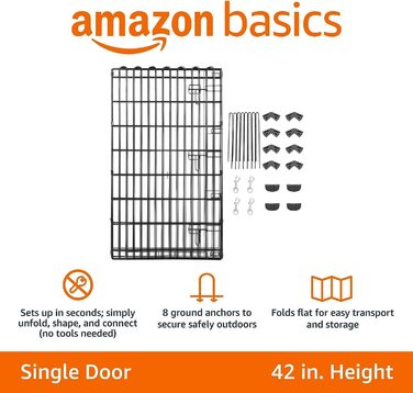 Amazon Basics Collapsible Dog Playpen - Metal, 152.4 x 152.4 x 107cm - Black