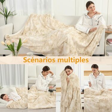 Електрична ковдра COZYTY 150x200 см з підігрівом, фланель, 6 режимів нагріву, таймер, захист від перегріву, пральна машина, молочно-білий колір