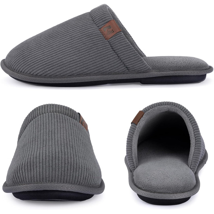 Чоловічі домашні капці RockDove LiteStep з вельвету та піною з ефектом пам'яті Memory Foam, світло-сірі, розмір 44/45 EU