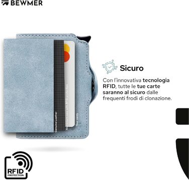 Гаманець BEWMER RFID захисту з застібкою на блискавці, Slim картхолдер для жінок та чоловіків, шкіряний тримач для посвідчення та грошей з карбоновим затискачем (Чорний/Червоний)