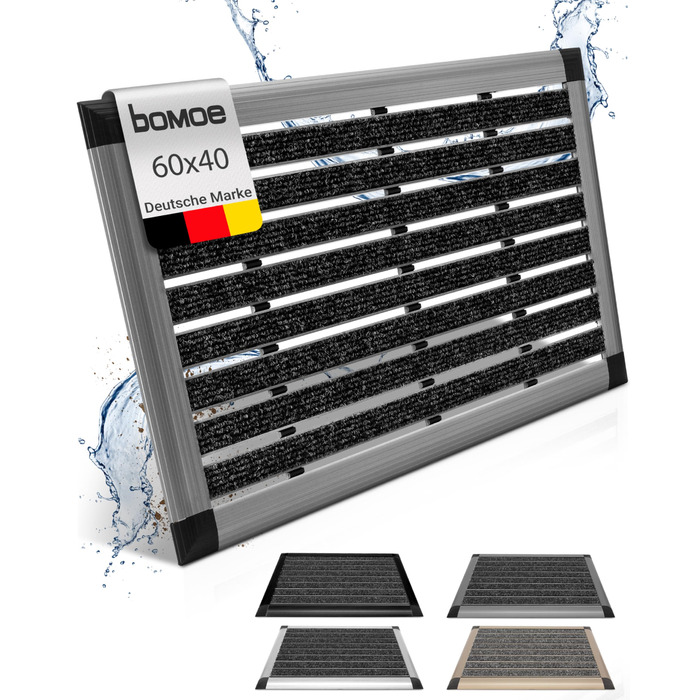 Придверний килимок AluGant з алюмінію для вулиці 40x60 см, синьо-сірий металік, стійкий скребок для взуття