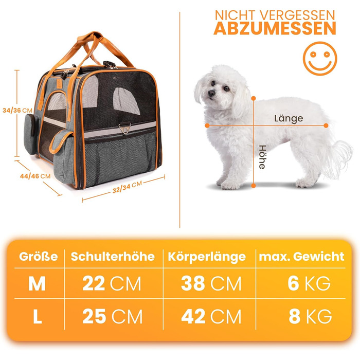 Транспортна переноска для кота Transportbox Katze - Складана та миюча переноска для котів - Сумка для подорожей та транспортування котів - З надійною фіксацією та комфортом - Сіра, розмір M (44x43x32 см)