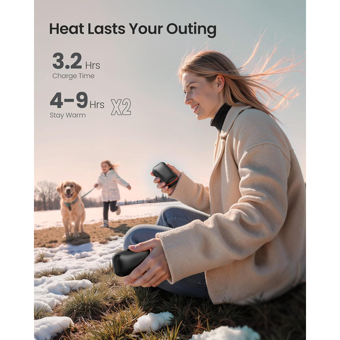 Електричний грілка для рук Gaiatop 2 шт. з магнітом, USB, багаторазовий, швидкий нагрів, 3 рівні, компактний, подарунок для чоловіків та жінок, чорний