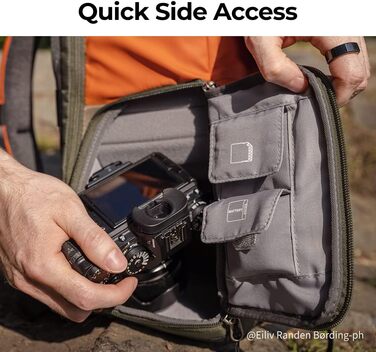 Рюкзак для камери K&F Concept 20L, великий фоторюкзак з відділенням для ноутбука 15.6 дюймів, водонепроникний, з дощовиком, оранжевий