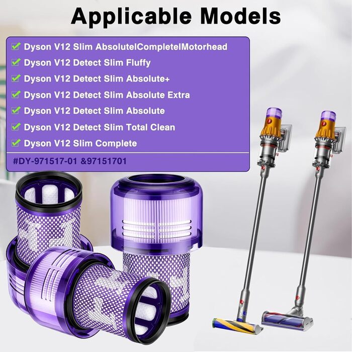 Фільтр HEPA для пилососа Dyson V12 Detect Slim (971517-01) - 3 шт + Щітка для очищення