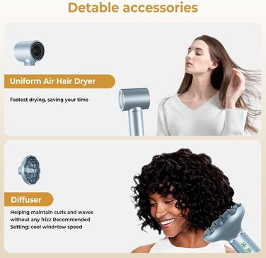 Набір для укладки волосся 7 в 1 OKWRAP Airstyler: фен, плойка, щітка для випрямлення, іонізація, 110000 об/хв, сірий/срібний